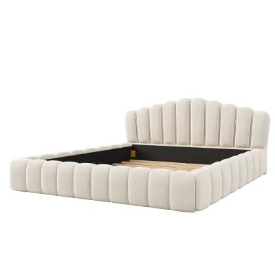 Merax Velvet Bed Frame with Shell-Shaped Headboard