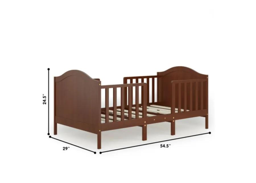 2-in-1 Classic Convertible Wooden Toddler Bed with 2 Side Guardrails for Extra Safety