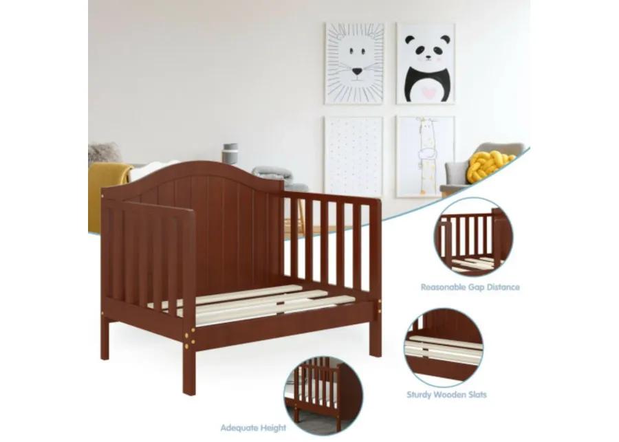 2-in-1 Classic Convertible Wooden Toddler Bed with 2 Side Guardrails for Extra Safety