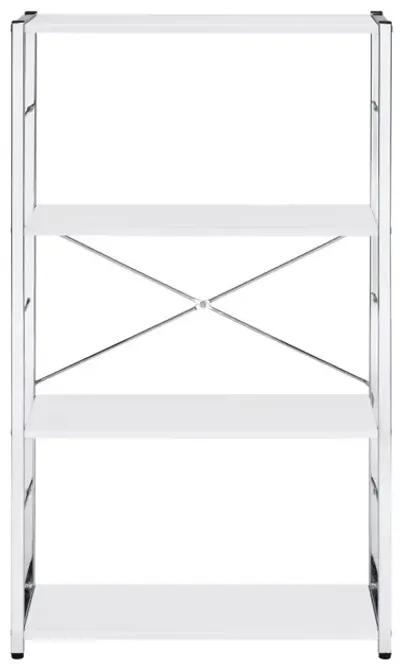 Tennis Bookshelf, White & Chrome Finish 93192