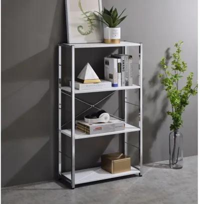 Tennis Bookshelf, White & Chrome Finish 93192