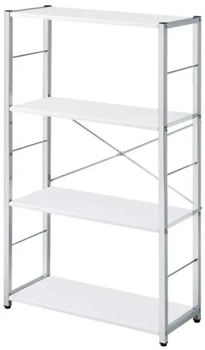 Tennis Bookshelf, White & Chrome Finish 93192