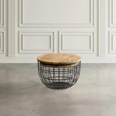 Jofran Rondo Nested Storage Solid Wood and Metal Basket Coffee Tables (Set of 2)