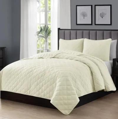 2-Piece Dark Grey Polyester Microfiber Diamond Quilt Set