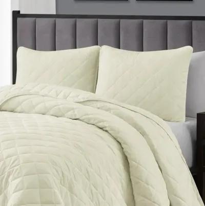 2-Piece Dark Grey Polyester Microfiber Diamond Quilt Set