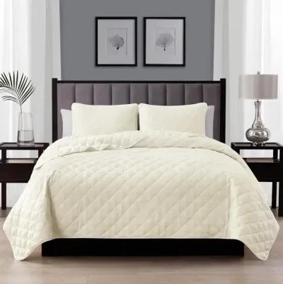 2-Piece Dark Grey Polyester Microfiber Diamond Quilt Set