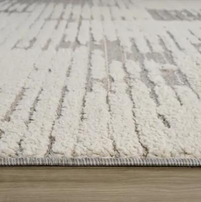 Abstract Modern Cream Grey Indoor Runner Rug