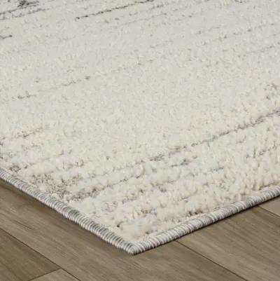 Abstract Modern Cream Grey Indoor Runner Rug