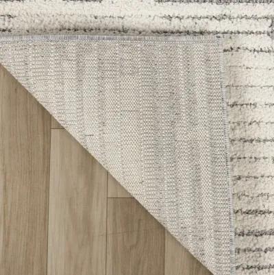 Abstract Modern Cream Grey Indoor Runner Rug