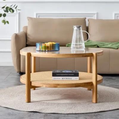 Modern Simple Solid Round Rattan Woven Side Table for Living, Dining, and Bedroom