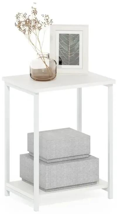 Simplistic Industrial Metal Frame End Table, 1-Pack, White/White