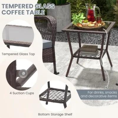 Hivvago 3 Pieces Rocking Bistro Set with 2-Tier Coffee Table