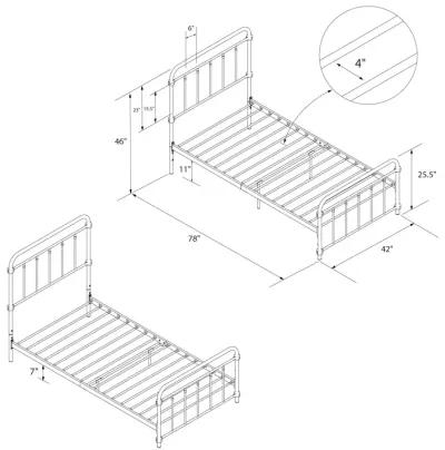 DHP Wallace Metal Bed, Twin, Black