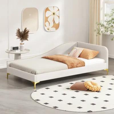 Merax Upholstered Daybed with Headboard and Armrest