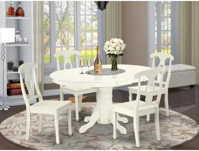 East West Furniture Dining Room Set Linen White, AVKE5-LWH-W