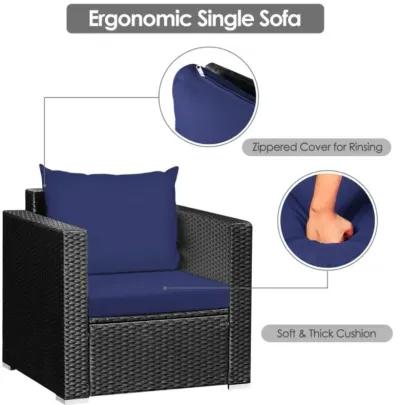 Hivvago 3 Pieces Patio Wicker Conversation Set with Cushion