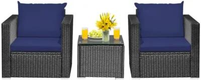 Hivvago 3 Pieces Patio Wicker Conversation Set with Cushion