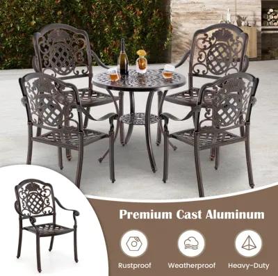 Patio Cast Aluminum Dining Chairs Set of 2 Metal Armchairs Stackable