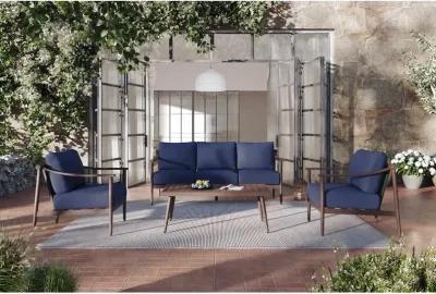 New Classic Furniture Moana 4 Pc Set - Sofa, 2 Club Chairs, Coffee Table-Blue