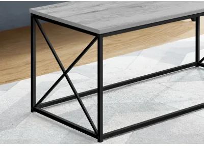 Monarch Specialties I 3782 Coffee Table, Accent, Cocktail, Rectangular, Living Room, 40"L, Metal, Laminate, Grey, Black, Contemporary, Modern