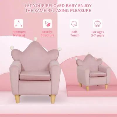 Pink Kids' Throne: Crown-Shaped Single Lounger Armchair