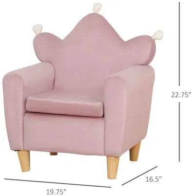 Pink Kids' Throne: Crown-Shaped Single Lounger Armchair