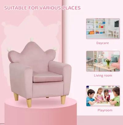 Pink Kids' Throne: Crown-Shaped Single Lounger Armchair