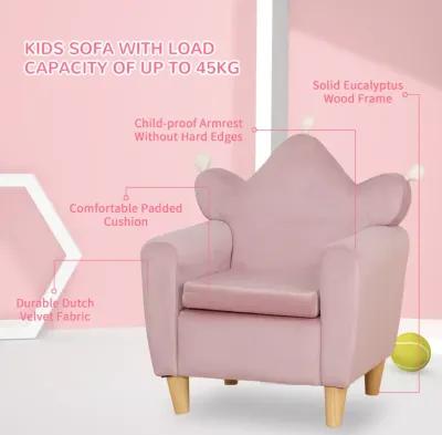 Pink Kids' Throne: Crown-Shaped Single Lounger Armchair