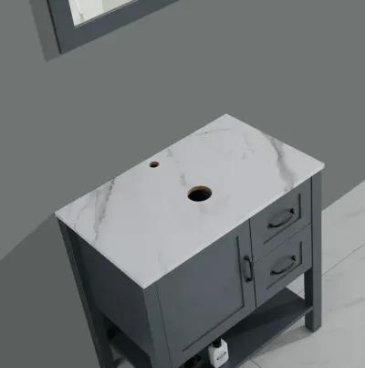 30In Gray Bathroom Vanity with Mirror And Top Only