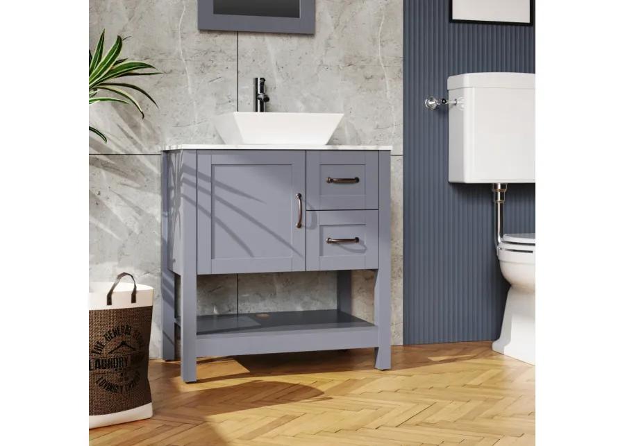 30In Gray Bathroom Vanity with Mirror And Top Only