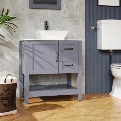 30In Gray Bathroom Vanity with Mirror And Top Only