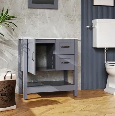 30In Gray Bathroom Vanity with Mirror And Top Only