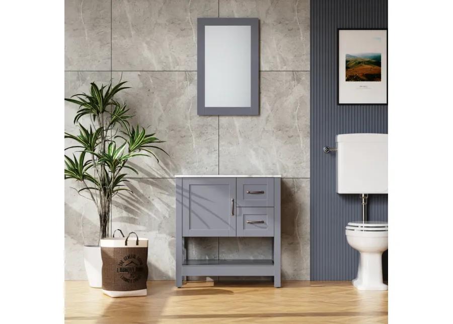 30In Gray Bathroom Vanity with Mirror And Top Only