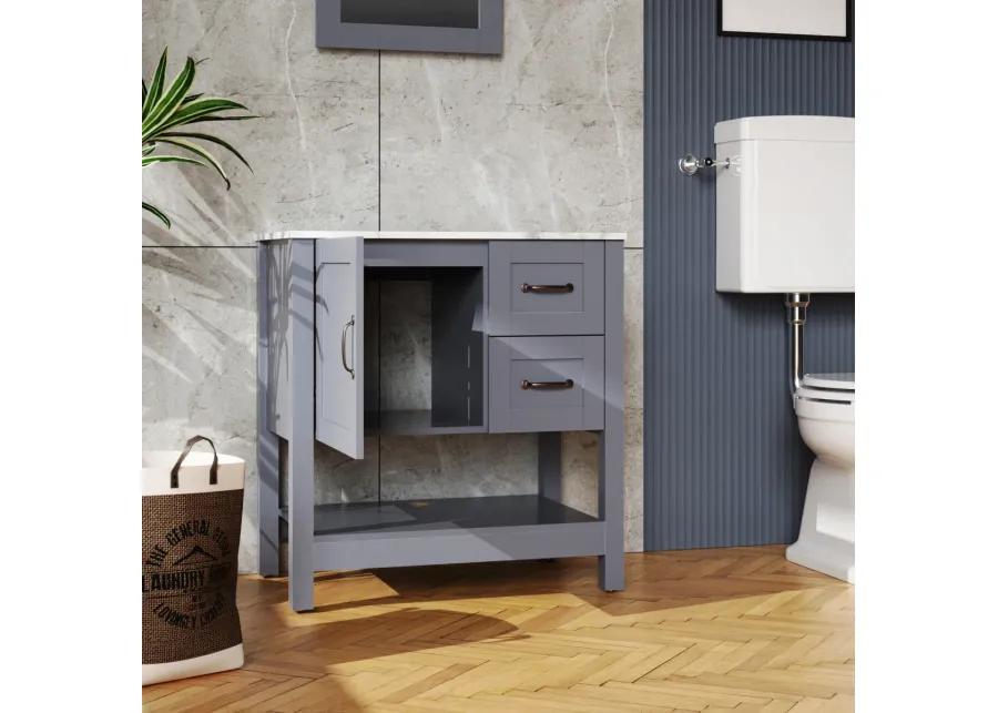 30In Gray Bathroom Vanity with Mirror And Top Only