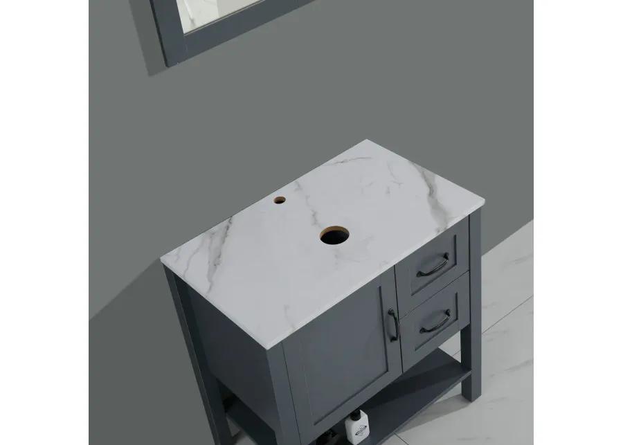 30In Gray Bathroom Vanity with Mirror And Top Only