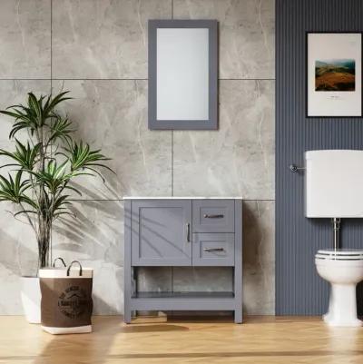 30In Gray Bathroom Vanity with Mirror And Top Only