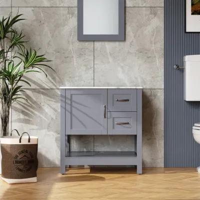 30In Gray Bathroom Vanity with Mirror And Top Only