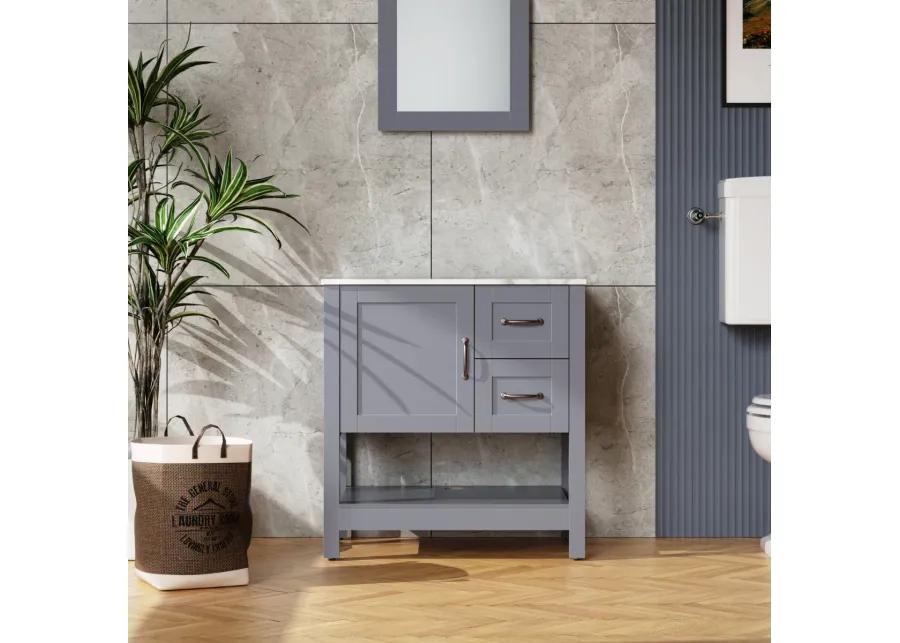 30In Gray Bathroom Vanity with Mirror And Top Only