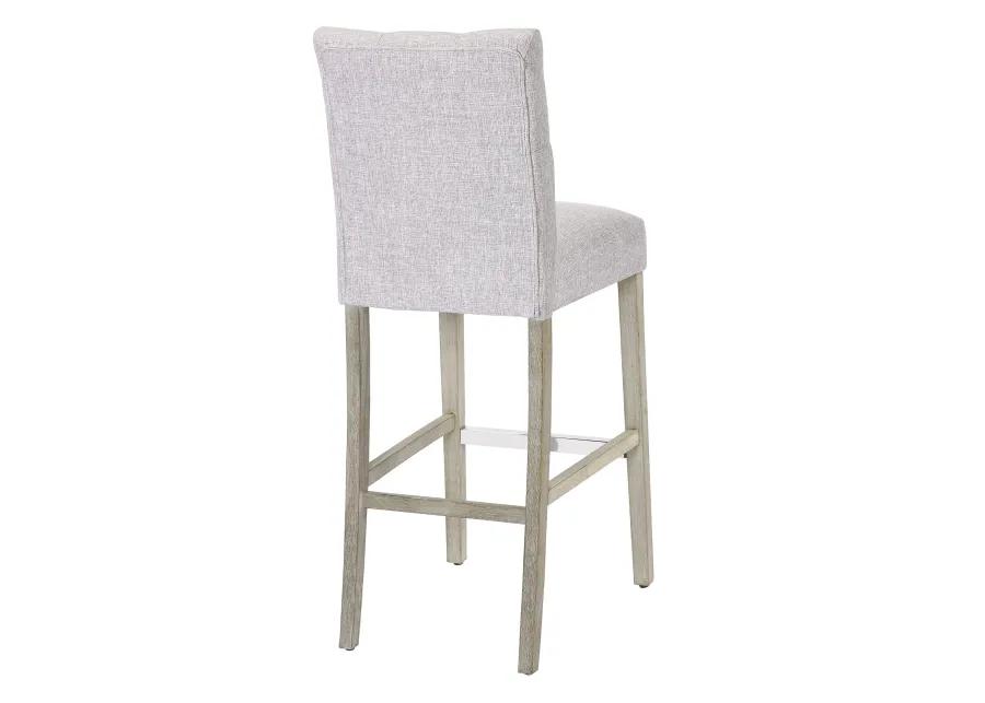 WestinTrends 29" Linen Fabric Tufted Upholstered Bar Stool (Set of 3), Antique Grey