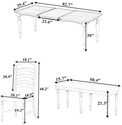 Merax Vintage Traditional 6-Piece Dining Set