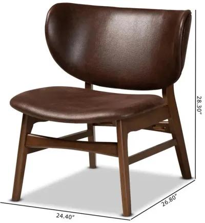 Leather Effect and Walnut Brown Finished Wood Living Room Accent Chair