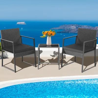 3 Pieces Modern Heavy Duty Patio Furniture Set with Coffee Table