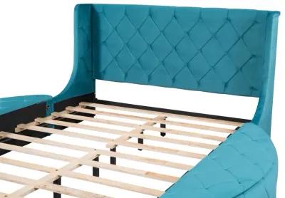 Merax Velvet Upholstered Platform Bed with Storage