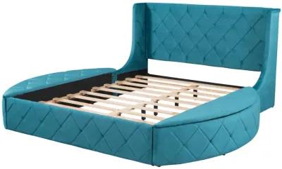 Merax Velvet Upholstered Platform Bed with Storage