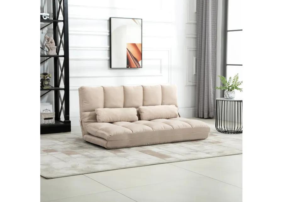 2-In-1 Multifunction Chaise Recliner Upholstered Floor Couch w/Metal Frame Beige