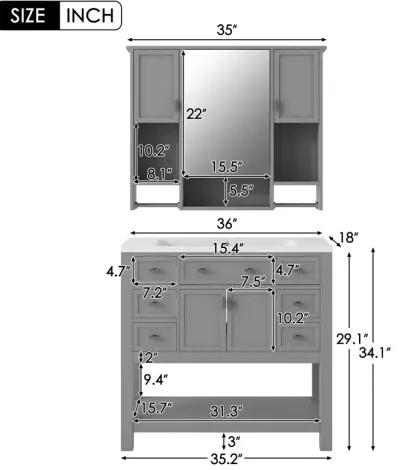 Modern Bathroom Vanity with Mirror Cabinet and Ample Storage