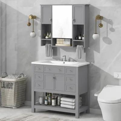 Modern Bathroom Vanity with Mirror Cabinet and Ample Storage