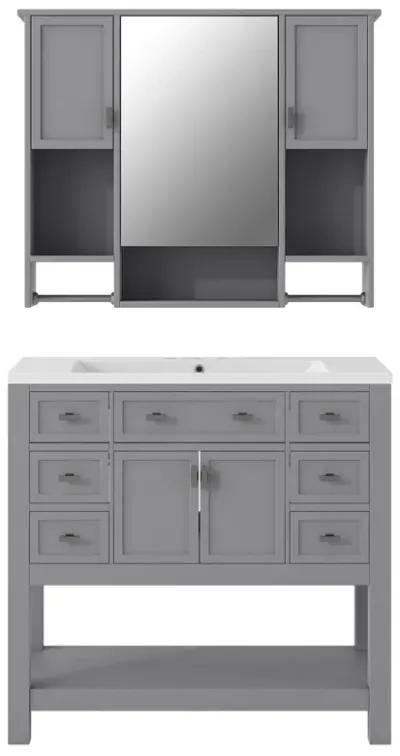 Modern Bathroom Vanity with Mirror Cabinet and Ample Storage