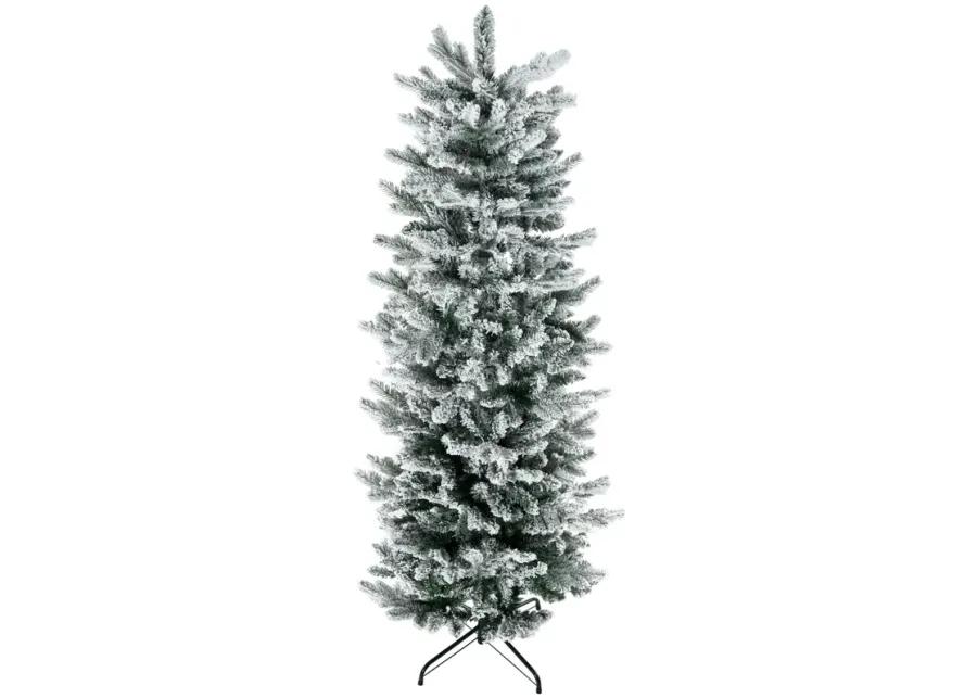 HOMCOM 6' Artificial Christmas Tree with Sonw Flocked, Auto Open