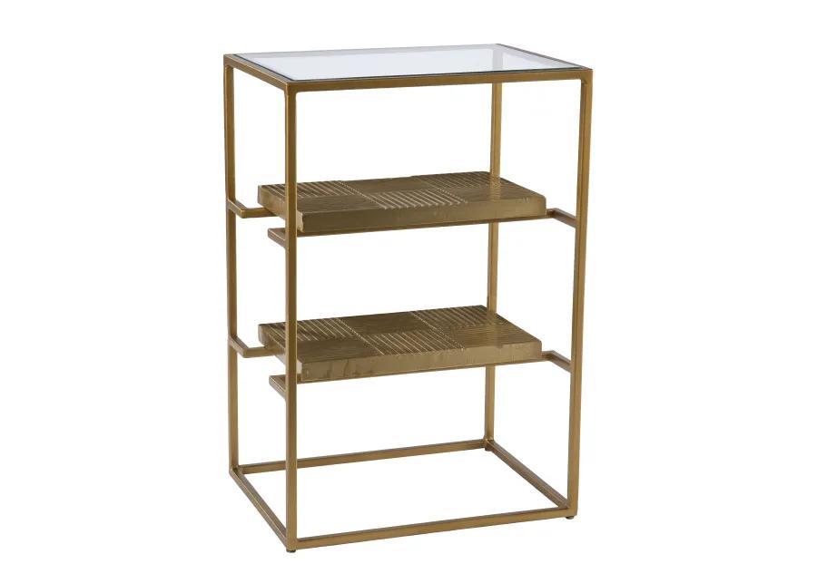 Penketh Glass-Top End Table w/ Storage